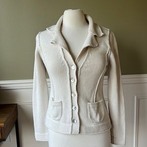 Boden cardigan small  with collar and pockets knitted fitted cardigan cotton